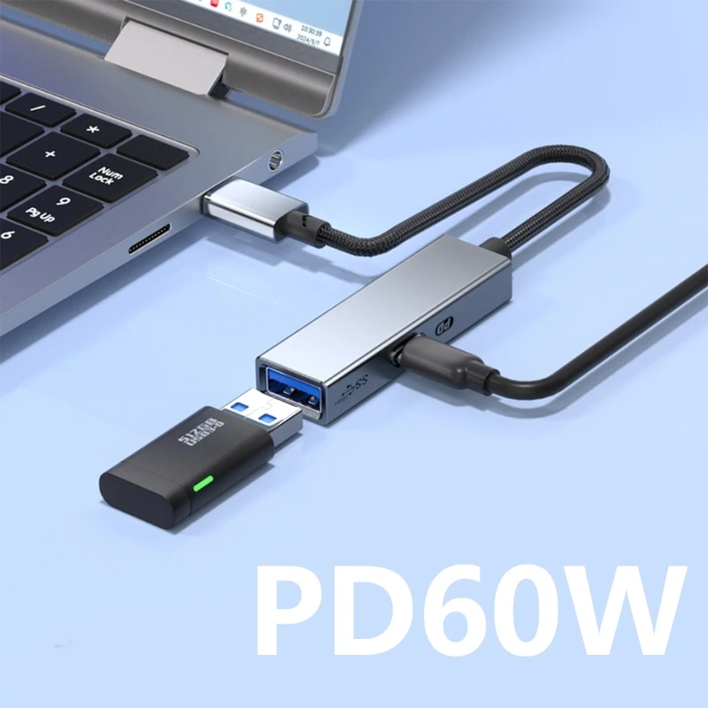 DXAB 2 в 1 USB C OTG адаптер для зарядки 3.2 Gen разветвитель PD60W кабель быстрой 5 Гбит/с