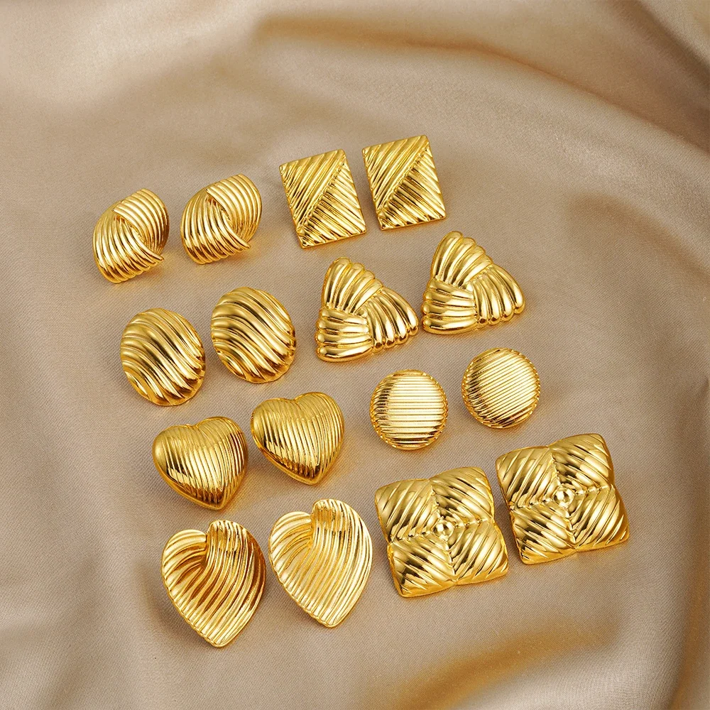 Новые модные 18-каратные позолоченные серьги из нержавеющей стали с сердечками