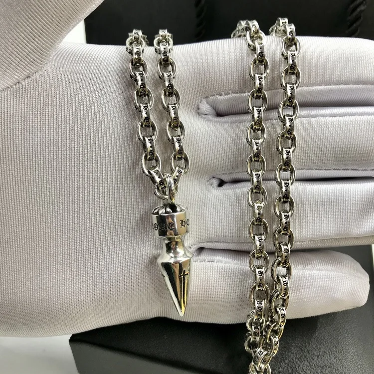 

Retro Text bullet necklace for men and women simple and trendy versatile chain
