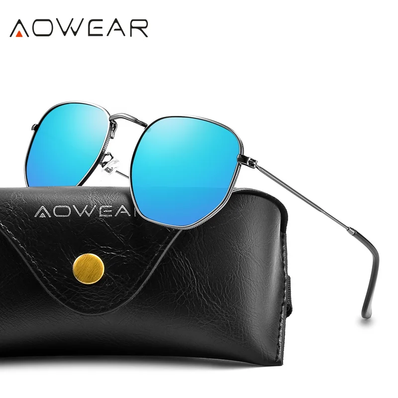 Солнечные очки AOWEAR поляризационные многоугольные женские, роскошные брендовые дизайнерские винтажные модные солнечные очки для женщин