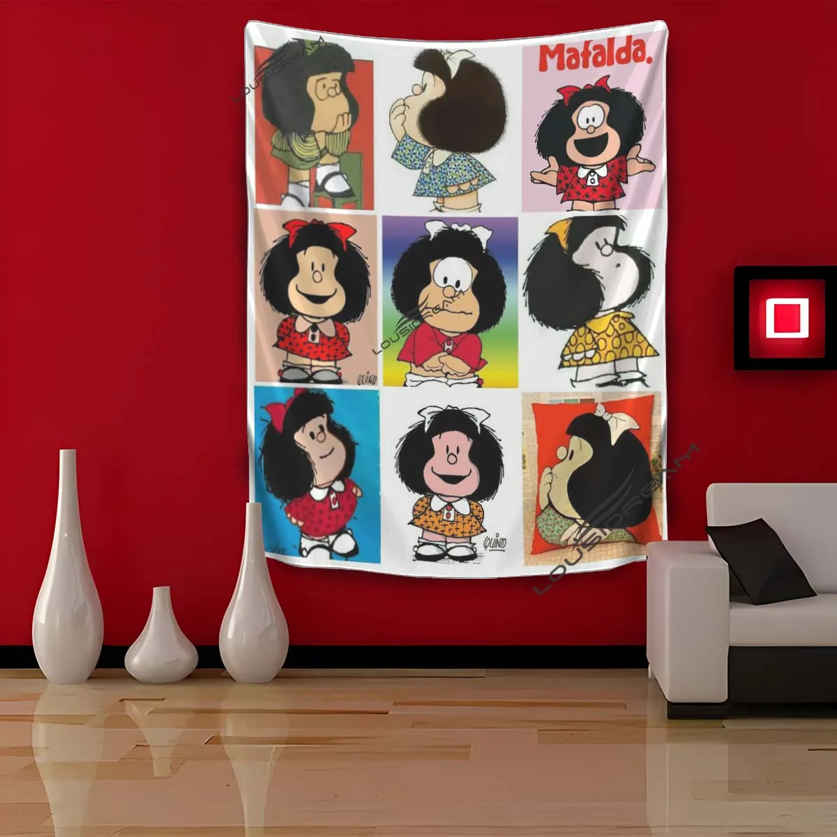 

Argentina 3D Mafalda Visual Abstraction Tapestry Cartoon Home Decoration Comics Gift Souvenier Wall Art for Bedroom Living Room