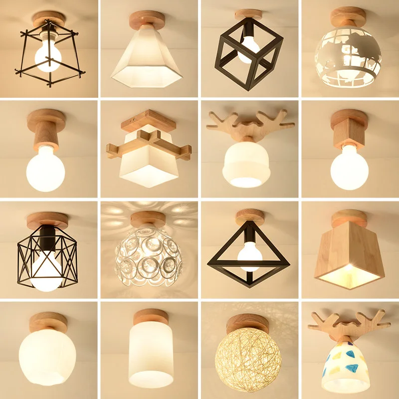 

Simple Modern Gallery Aisle Corridor Nordic Personalized and Creative Porch Lamp, Wooden Loft Ceiling Light for Living Room