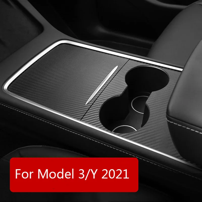 

Real Carbon Fiber Center Console Cover For Tesla Model Y 3 Central Control Panel Trim True Carbon Interior Accessories 2021-2022