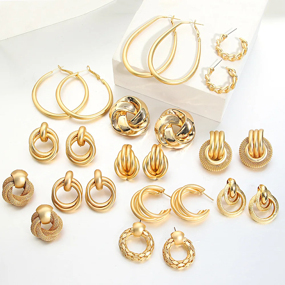 

ALLYES модные простые круглые серьги-гвоздики для женщин в стиле бохо минималистский золотой цвет геометрические круглые серьги звеньевидные Ювелирные изделия Подарки