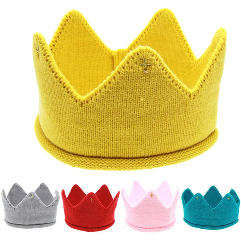 

Crown Baby Headband Boy Girl Head Wear Knitted Party Hat Cap for Toddler Kids Photography Props Accessories Birthday Band 6-36M