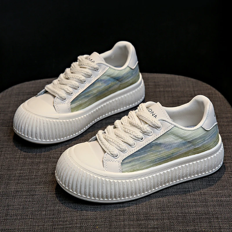 

CRLAYDK Classic Women's Platform Shoes Low Top Walking Tennis Breathable Fashion White Casual Sneakers for Student Girls