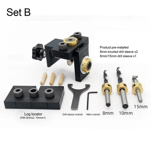 Multifunzione 3 in 1 buco del kit di doweling woodweling foro fotole fotole per foratura mobili localizzati che collega strumento fai -da -te