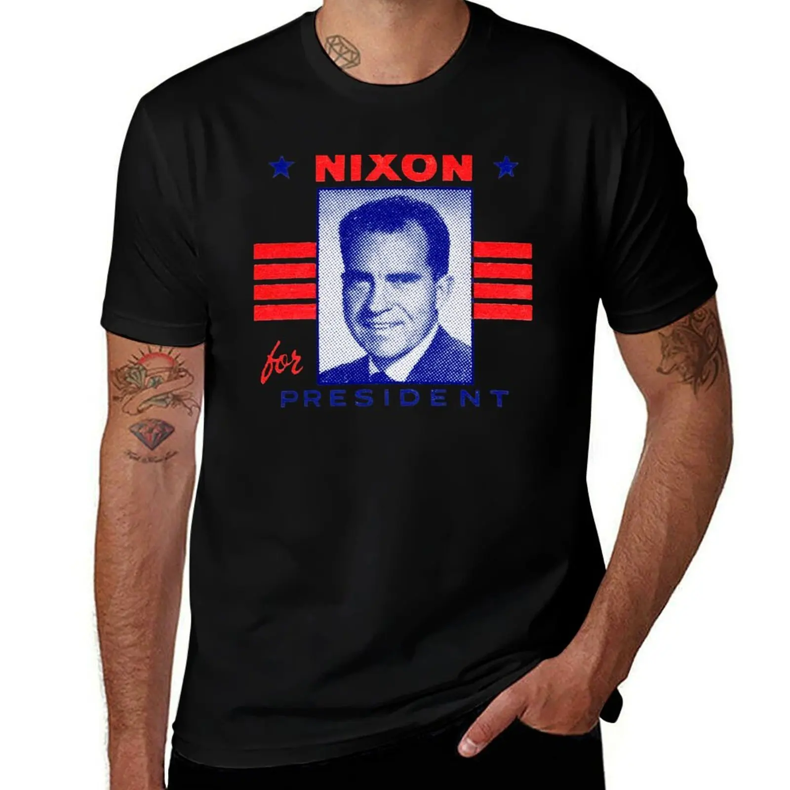 Фото Футболка с надписью «1960 Nixon for President», повседневная свободная футболка для работы и отдыха №1