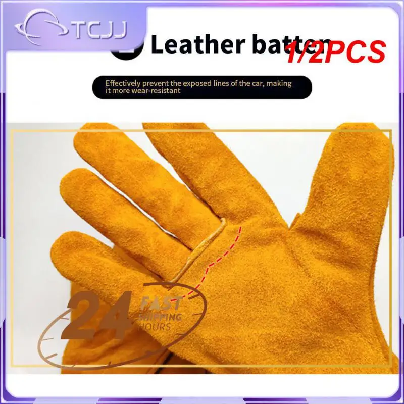 

1/2PCS Garden Work Gloves Flex Grip Tough Cowhide Driver Safety Welding Hunting Hiking Farm Gardening Driving Gloves For Men