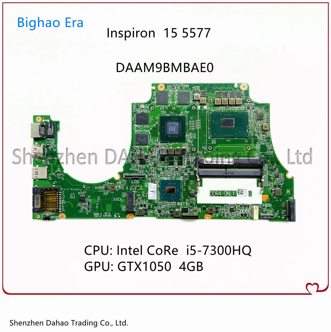 

DAAM9BMBAE0 For Dell Inspiron 15 5577 Laptop Motherboard With i5-7300HQ CPU GTX1050 4GB-GPU CN-0318DK 0318DK HKGP2 100% Tested