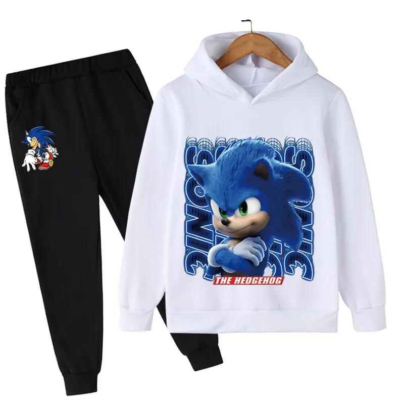 

2022 New Children's Sonic Two-piece Hoodies+Trousers Clothing Sets Children's Boys And Girls America Anime Sonic Costume Outfit