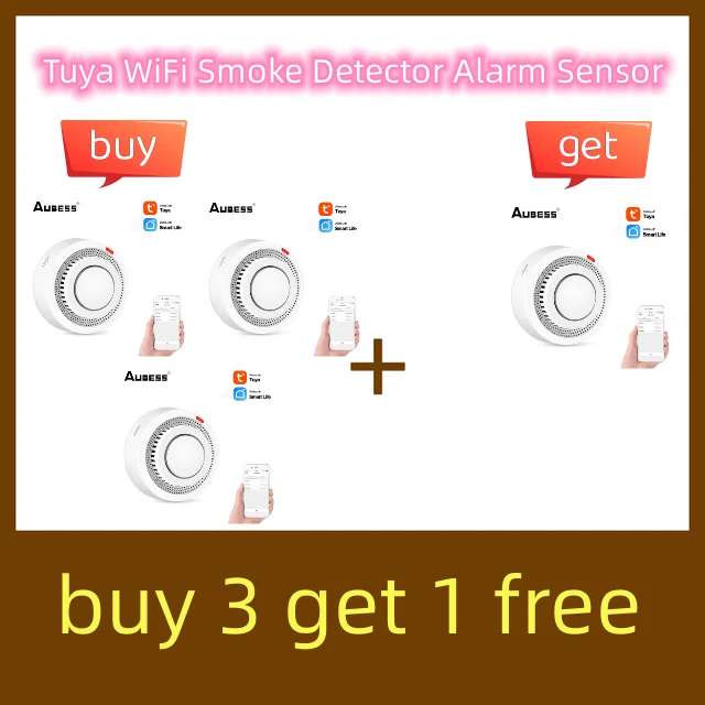 

Intelligent Tuya WiFi Smoke Alarm Smoke Detection Sensor APP Remote Control Detector Works With Smart Life Tuya Smart
