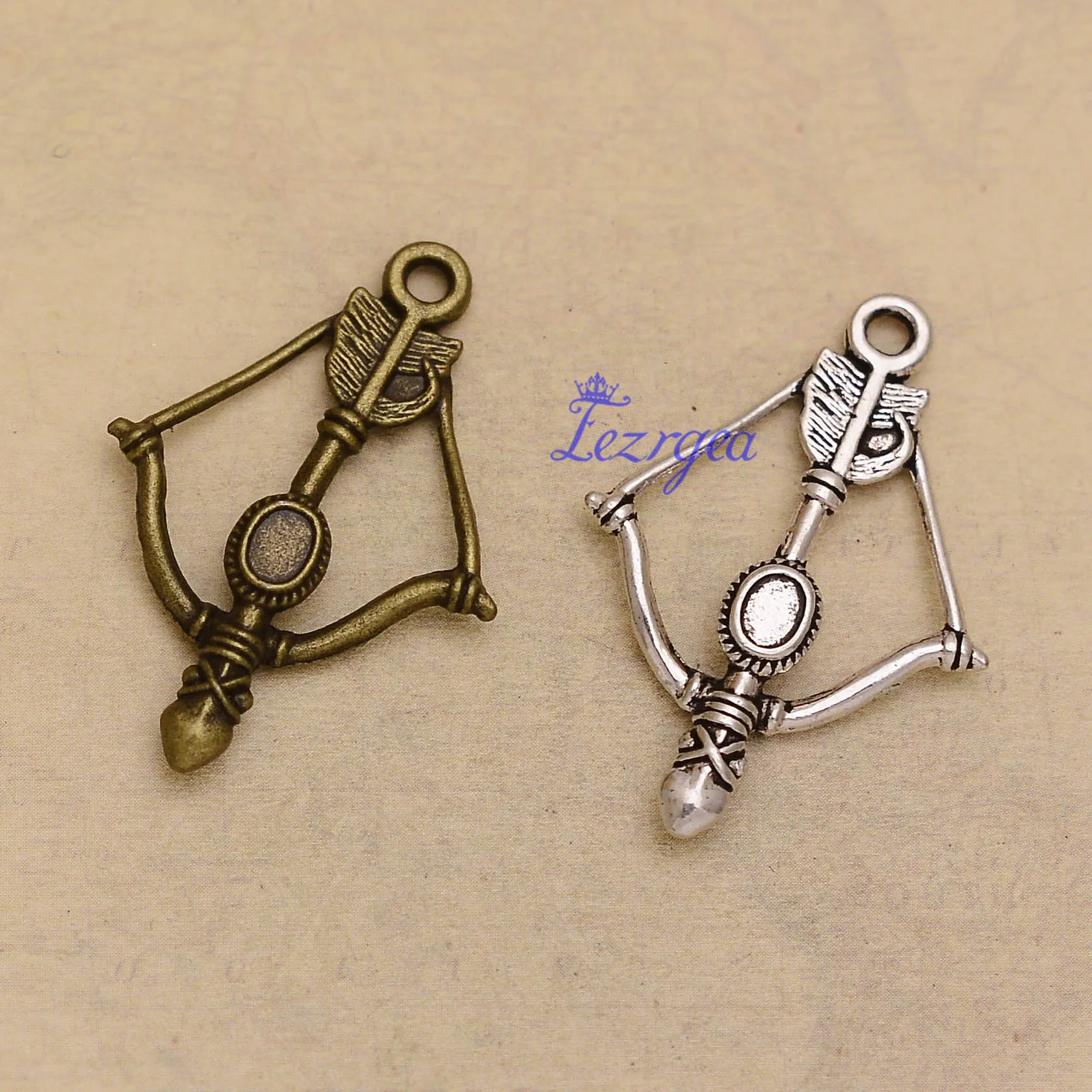 

15pcs/lot--35x25mm Antique Silver Plated/Bronze Plated Arrow Charms Crossbow Pendants DIY Supplies Jewelry Making Accessories