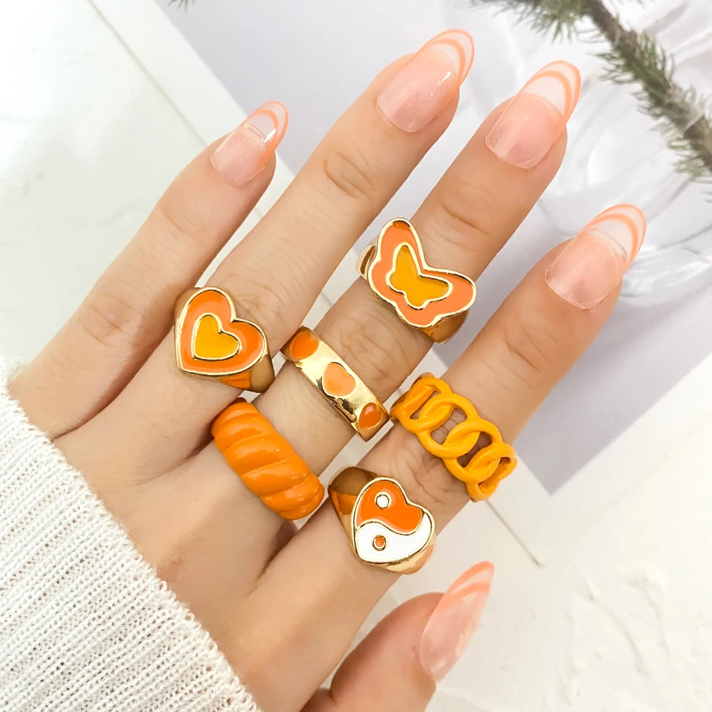 Женский комплект колец в форме сердца IFME Винтажное кольцо розового и зеленого