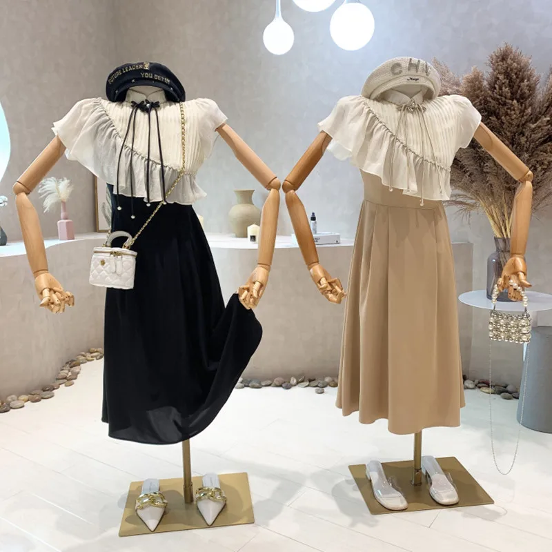 

Niche Design New Women 2022 Summer Ruffle Crimp Stand Neck Design Splicing Medium Length Dress Vestidos Elegantes Para Mujer