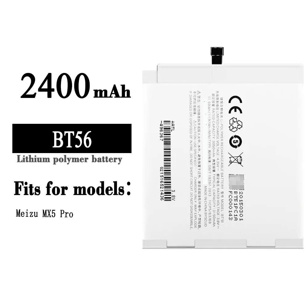 

Оригинальная Высококачественная сменная батарея BT56 100% для Meizu MX5 Pro 2400 мАч, новые искусственные литиевые внутренние батареи