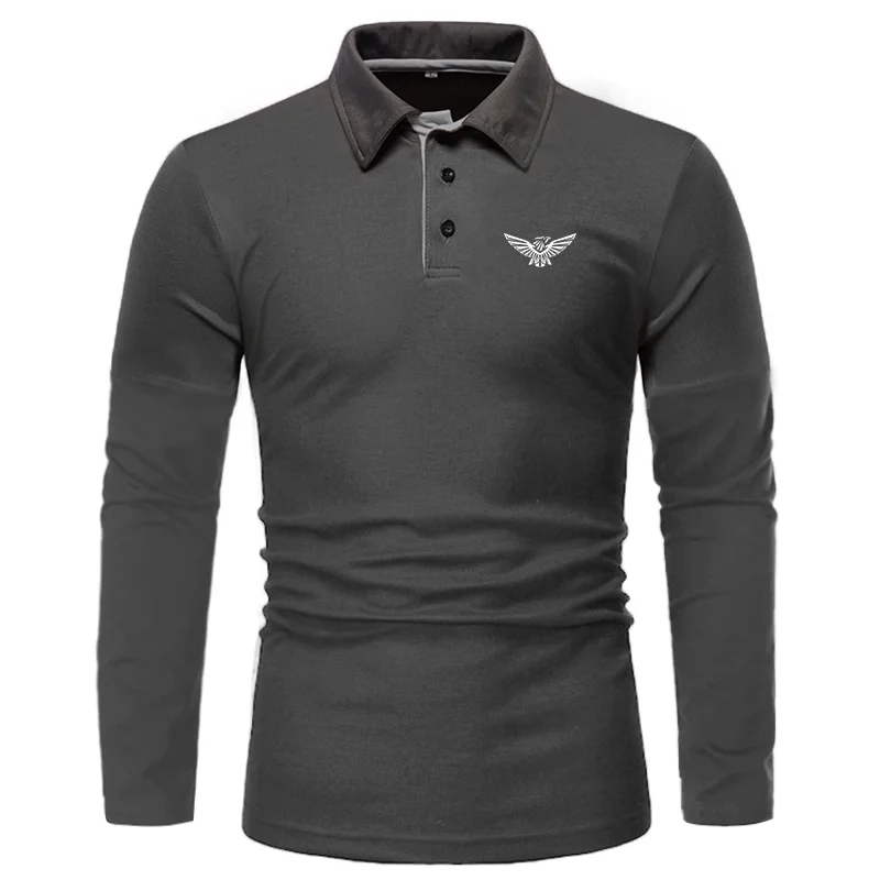 2022 New Autumn Men Fashion Slim Fit Long Sleeve Fashion Polo Shirts , Men Personality Sport Casual Tops Print Polo Shirts . images - 6