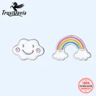 Женские асимметричные серьги-гвоздики Trusta, серьги из настоящего серебра 925 пробы с радужными облаками, Подарочная бижутерия DS2328