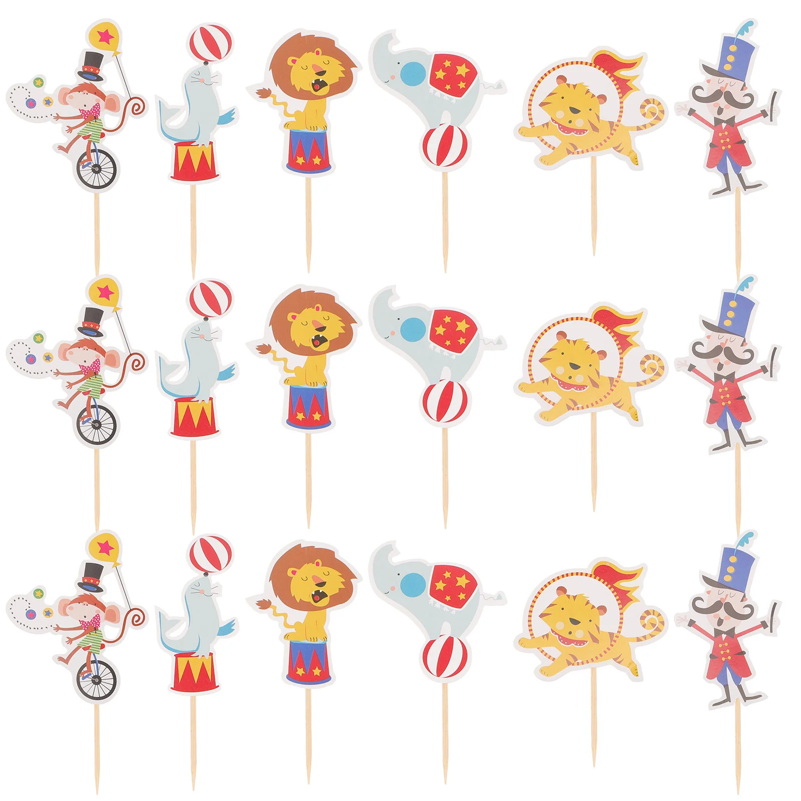 

48 Pcs Clown Decor Carnival Cupcake Toppers Circus Cake Picks Circus Cupcake Topper Monkey Circus Birthday Party Favors