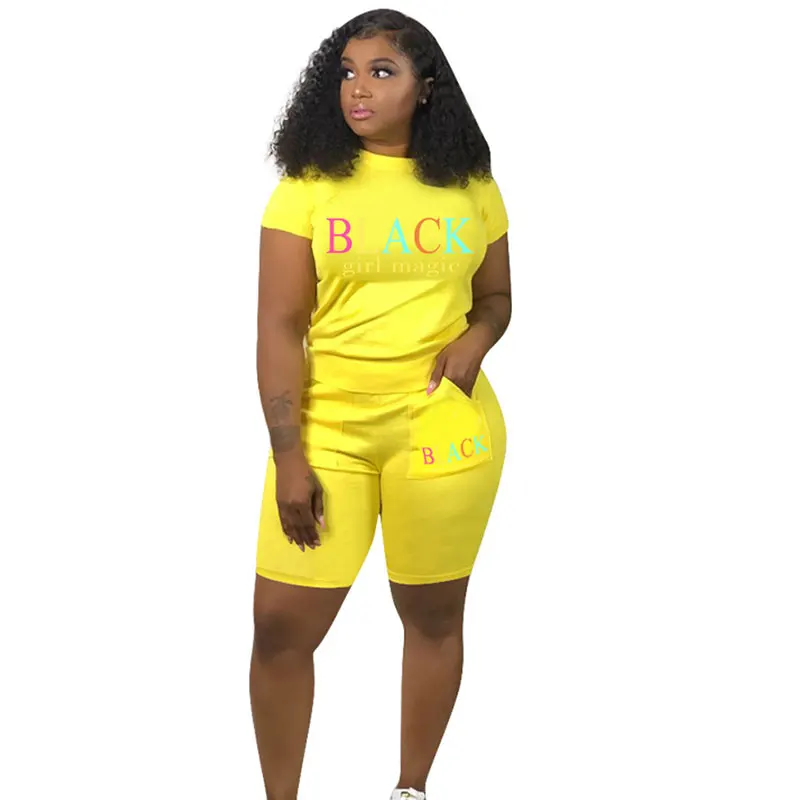 

Top Selling Design Letter Print More Color Summer Casual Two Piece Sets