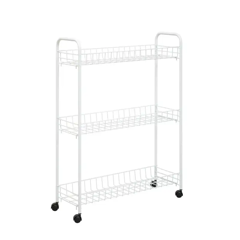 

Can Do 3-Tier Rolling Household Storage Cart, White