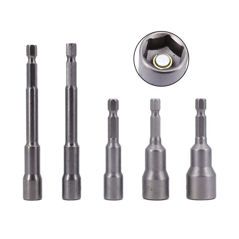 Hex Bit Socket with Magnetic, 7mm To 19mm, 65mm Long, Hexago