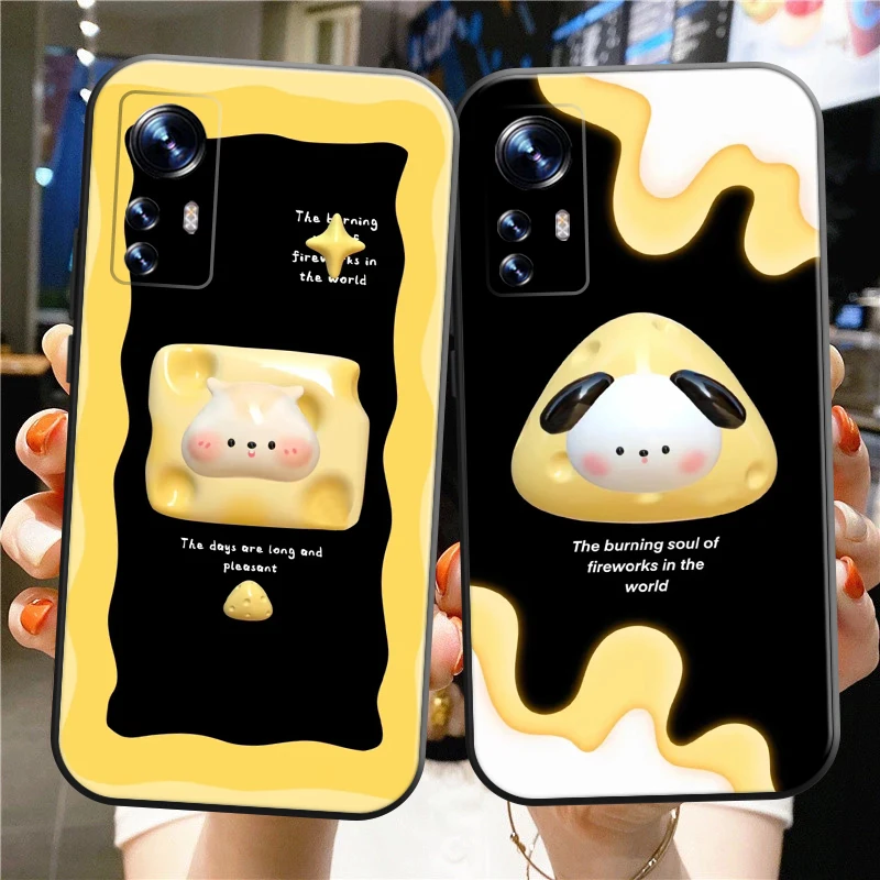 

Cute Cheese Dog Cartoon Phone Case For Xiaomi Redmi Note 11 Pro 10 9 9A 9C 9T For Redmi Note 9 Pro Note 7 8 8T 3D Silicone Cover