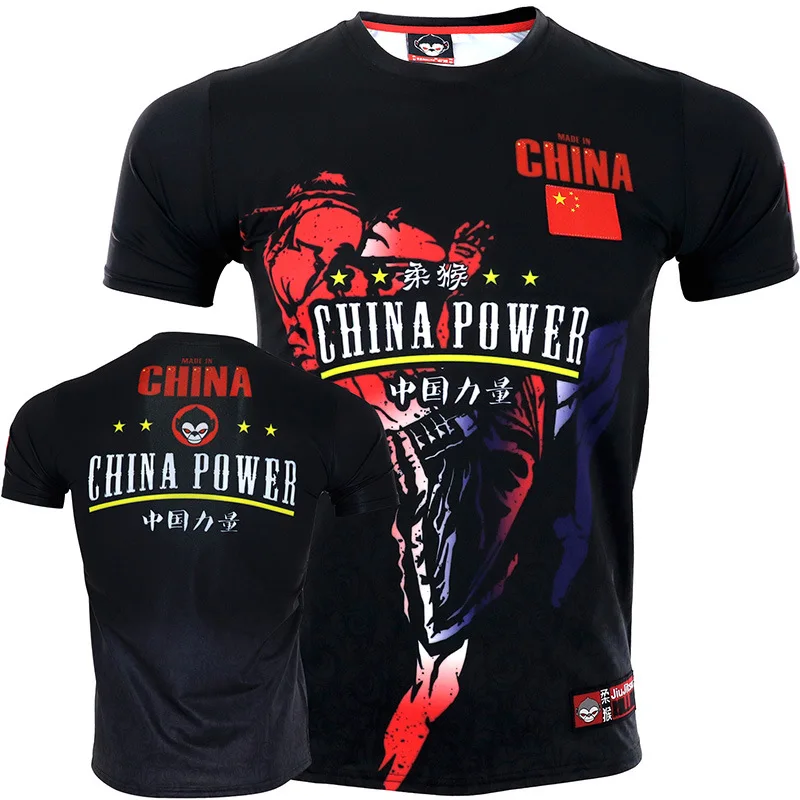 Tiger Muay Thai MMA Training T-Shirt Breathable Boxing Rashguard Jersey Black Men Women Teenagers BJJ Kickboxing Fight Shirts