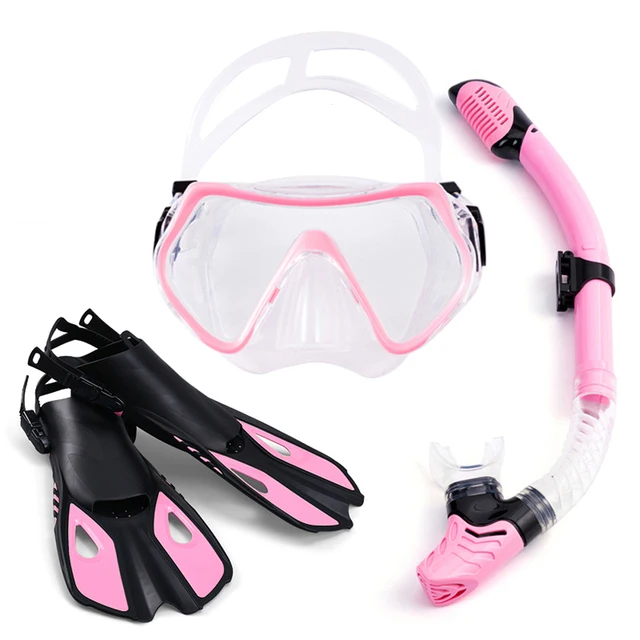 3 piece set Professional Scuba Diving Mask Equipment Diving Glasses HD Anti Fog Scuba Mask Underwater Snorkeling Snorkel Flipper