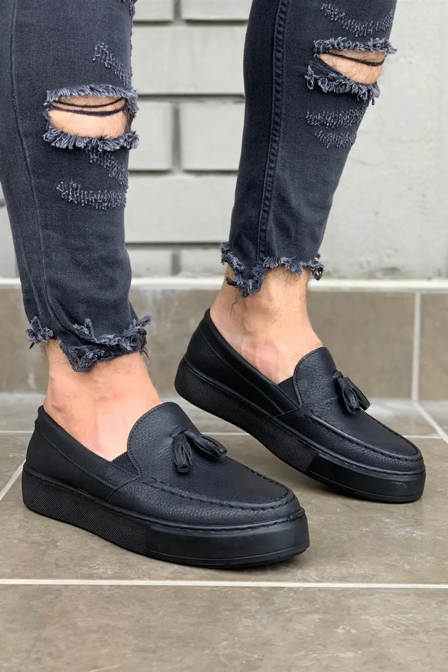 

Knack Casual Male Sports Classic Shoes Black Spring Summer Faux Leather Tassels Casual Moccasins Original Design Brand New Model 717