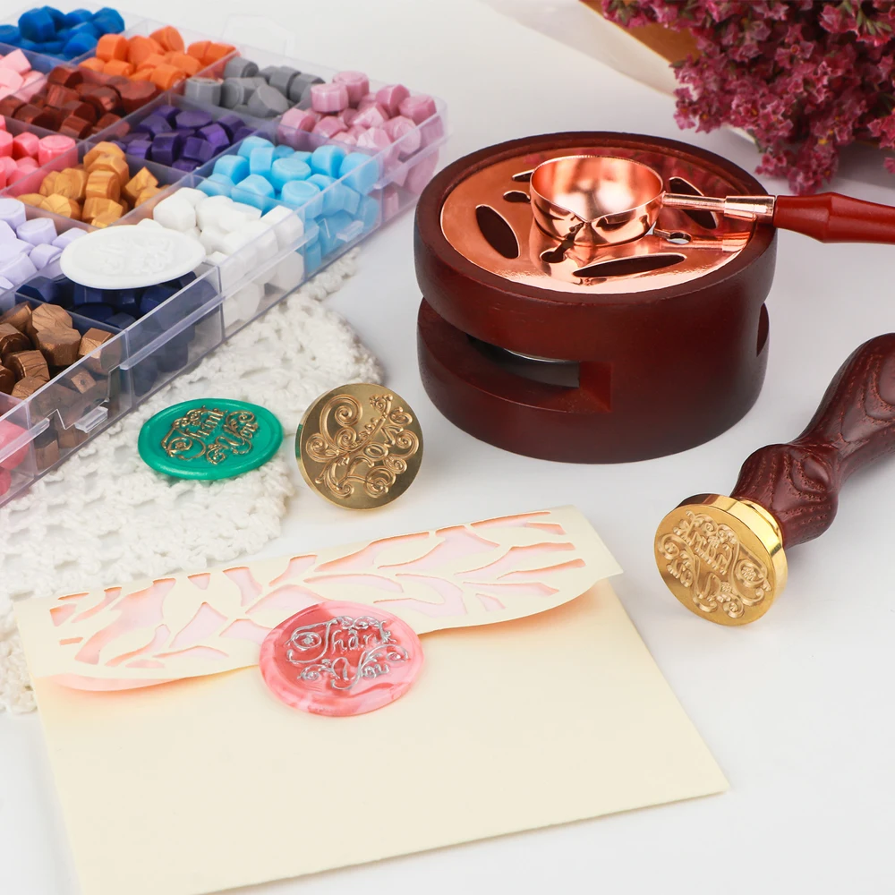 

Wax Seal Stamp Wooden Handle Melting Furnace Spoon Empty Storage Box for DIY Wedding Invitation Cards Crafts Decor Making Tools