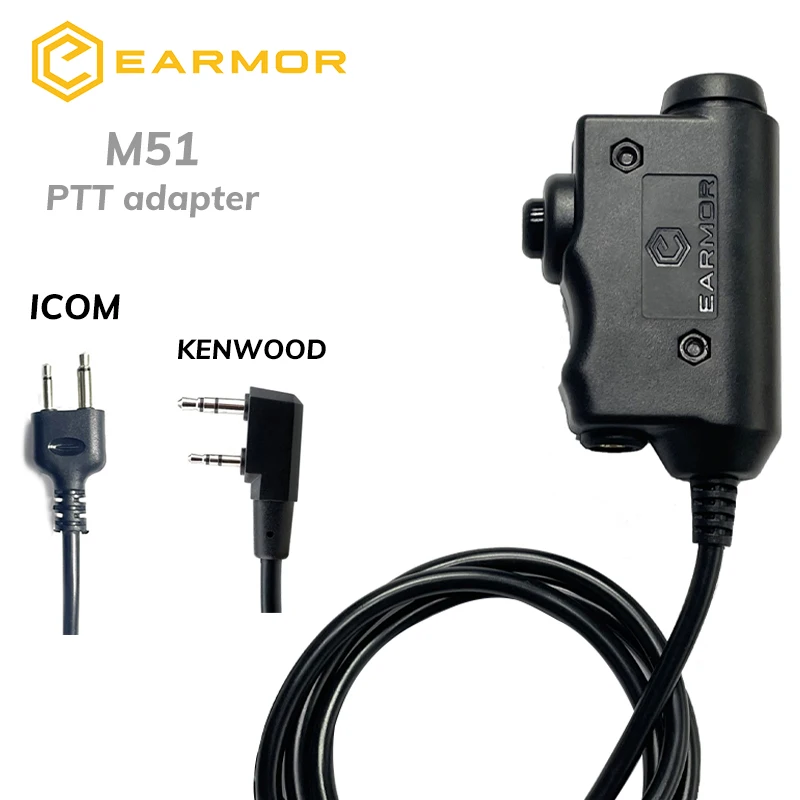 Оригинальный адаптер EARMOR M51 PTT тактическая гарнитура для страйкбола Kenwood (для baofeng)