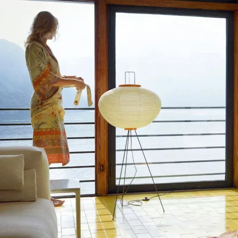 Японский креативный торшер из рисовой бумаги винтажный для гостиной спальни