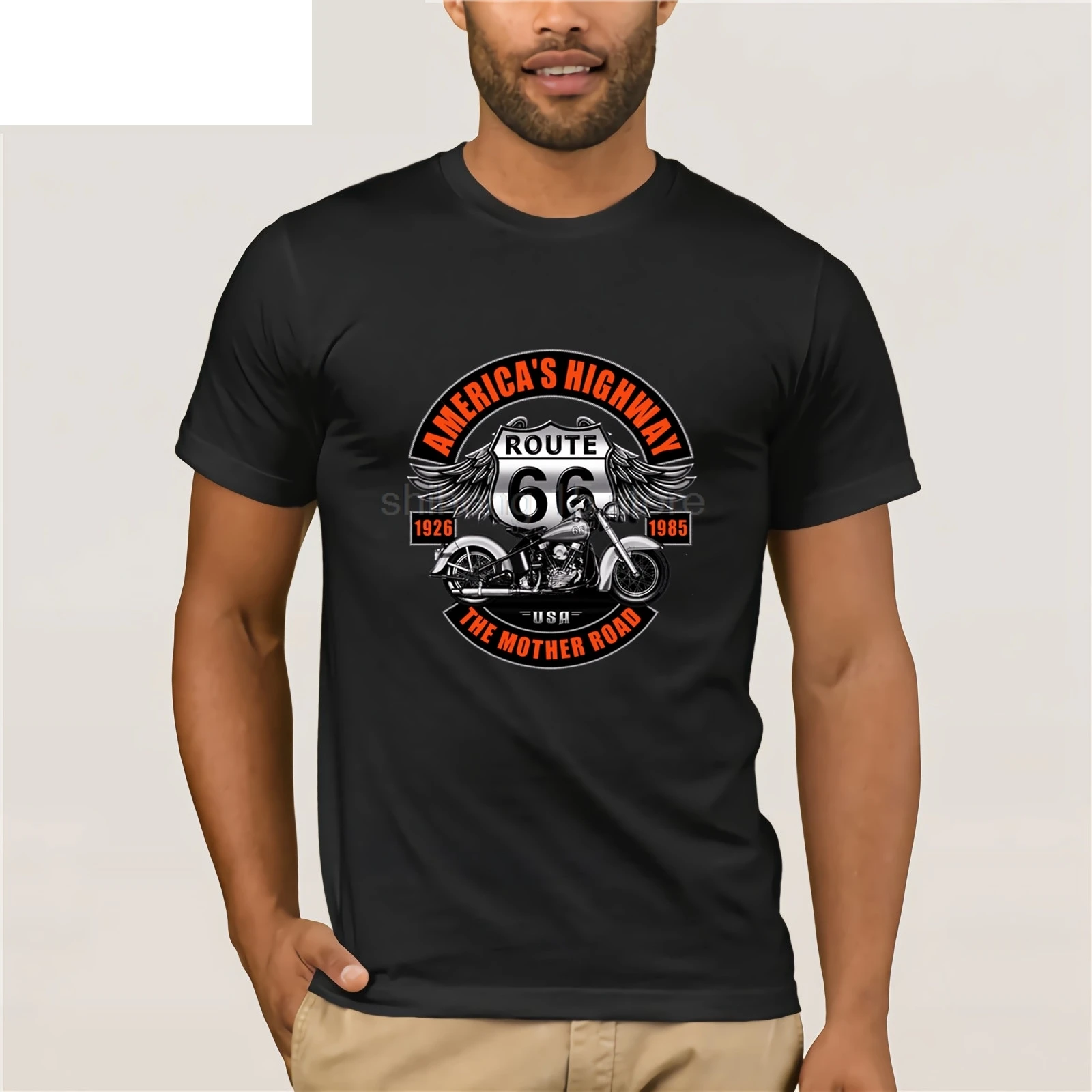 

Мужская футболка для мотоциклистов, серая летняя футболка для путешествий по американскому шоссе 66, 2023