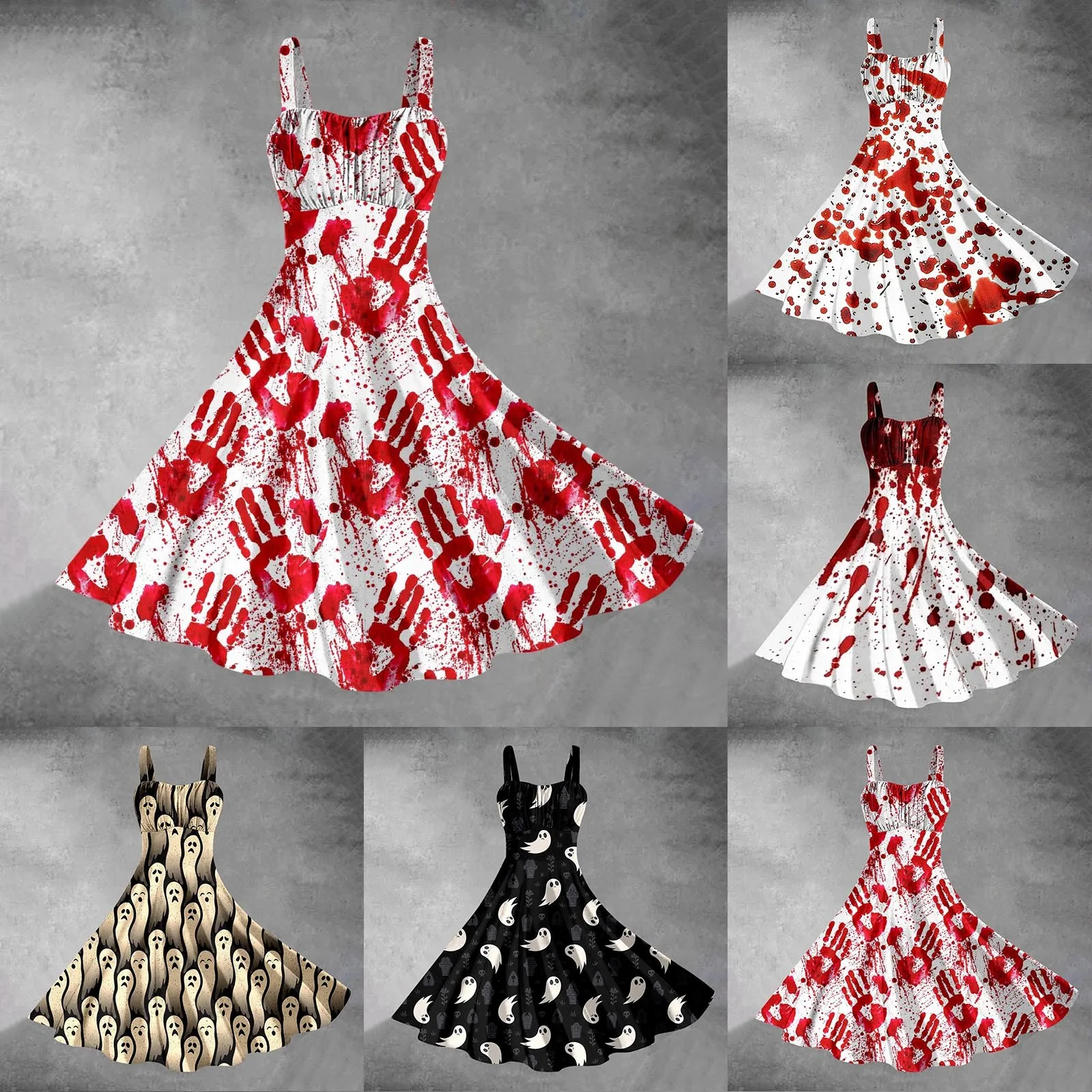 Женское платье-туника без рукавов коктейльное платье с кровавым принтом