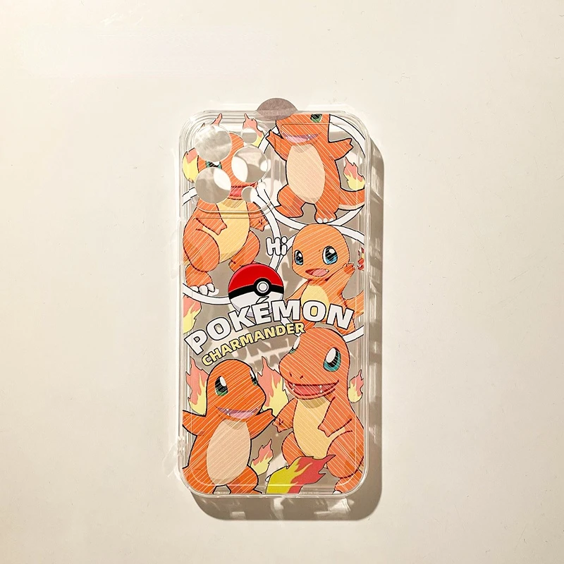 

Pokemon Charmander Phone Case for iPhone 13 12 11 Pro Max XR Xs X 7 8 plus Mini Transparent Silicone All-Inclusive Phone Cover