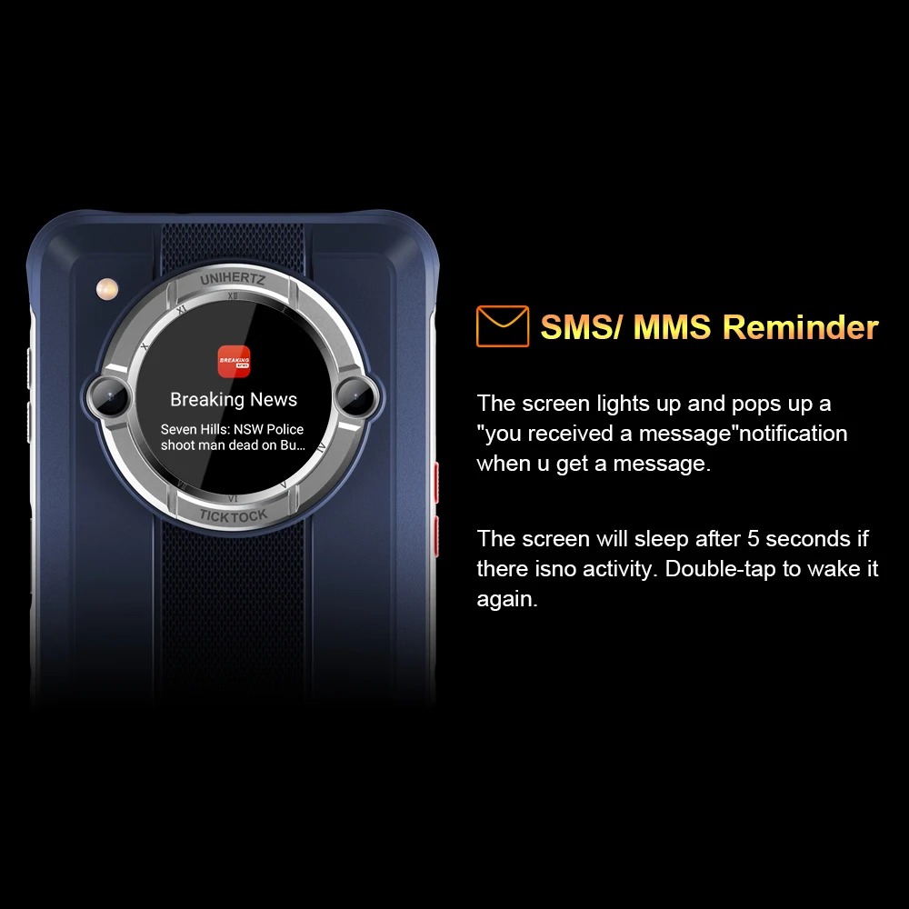 Unihertz Tick Tock E Phones Smartphones Android 12 Dual Screen Cellphone Music Watch Alarm Clock Incoming Call Mobile Phones