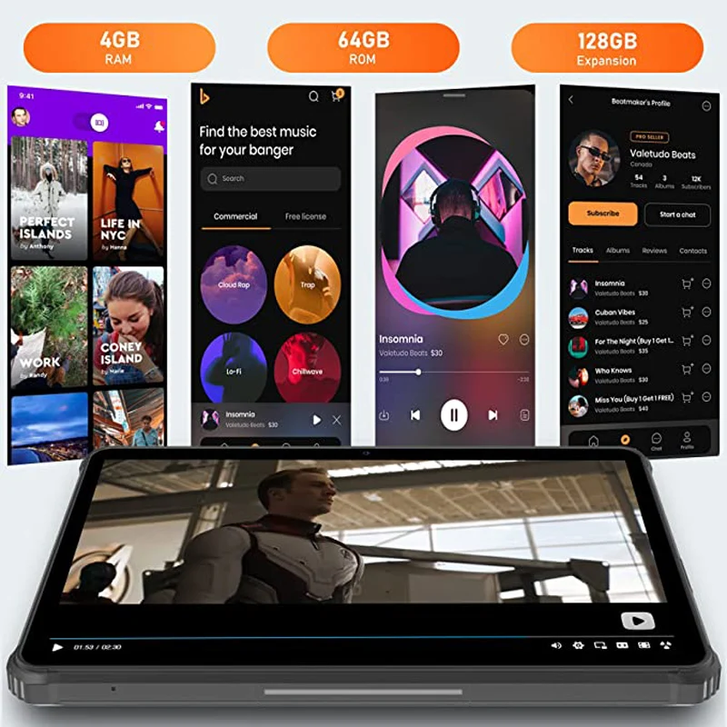 Oukitel Tablet Computers 4G RAM 64G ROM Net Rugged Tablet Phone 10.1 Inch 10000mah Battery Capacity Waterproof Android Tablet