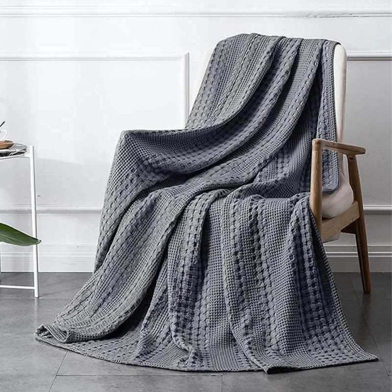 Solid Thicken Muslin Cotton Blankets for Beds Waffle Plaid Car Nap Couch Sofa Throw Blanket Soft Home Bed Cover Sheet Bedspreads