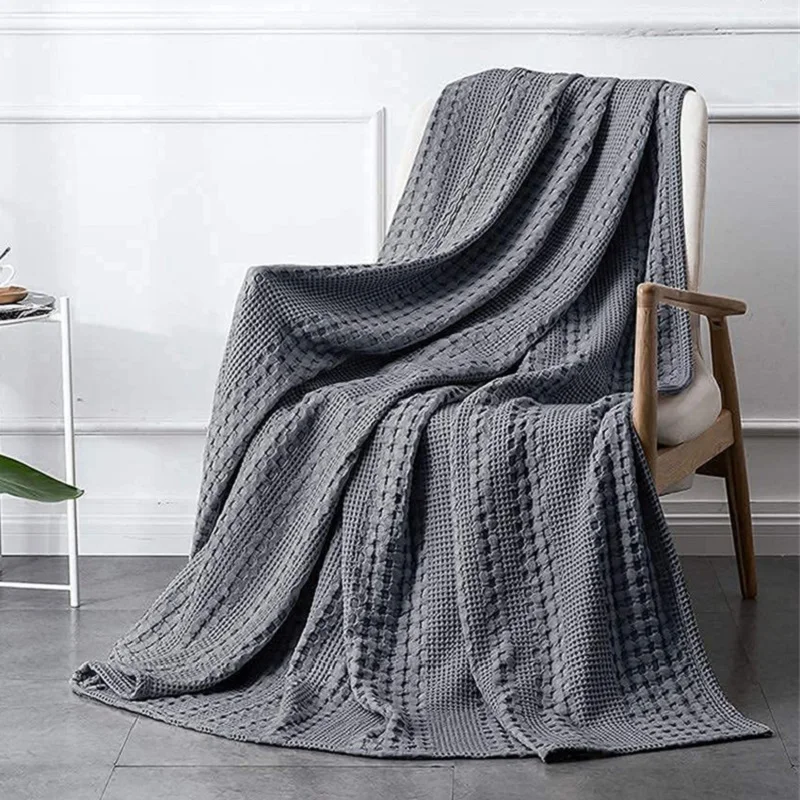 

Solid Thicken Muslin Cotton Blankets for Beds Waffle Plaid Car Nap Couch Sofa Throw Blanket Soft Home Bed Cover Sheet Bedspreads