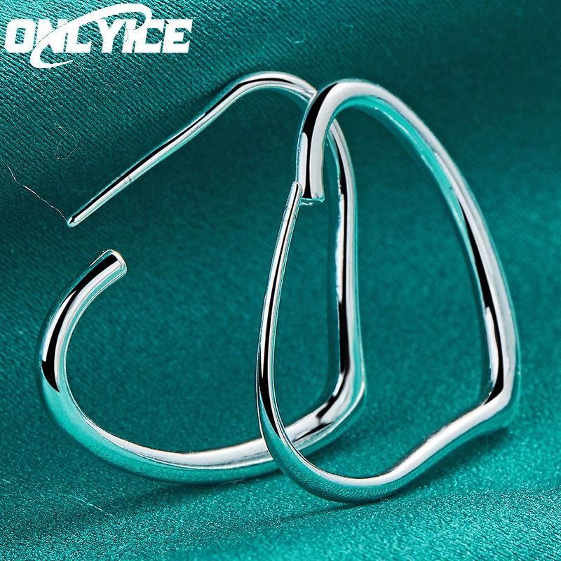 

Charm 925 Sterling Silver Romantic Heart Big Hoop Earrings For Women Lady High Quality Fashion Wedding Jewelry Gifts