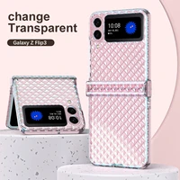 transparent color gradient phone case for samsung galaxy z flip 3 5g bumper hinge cover for galaxy z flip 3 hard plastic case