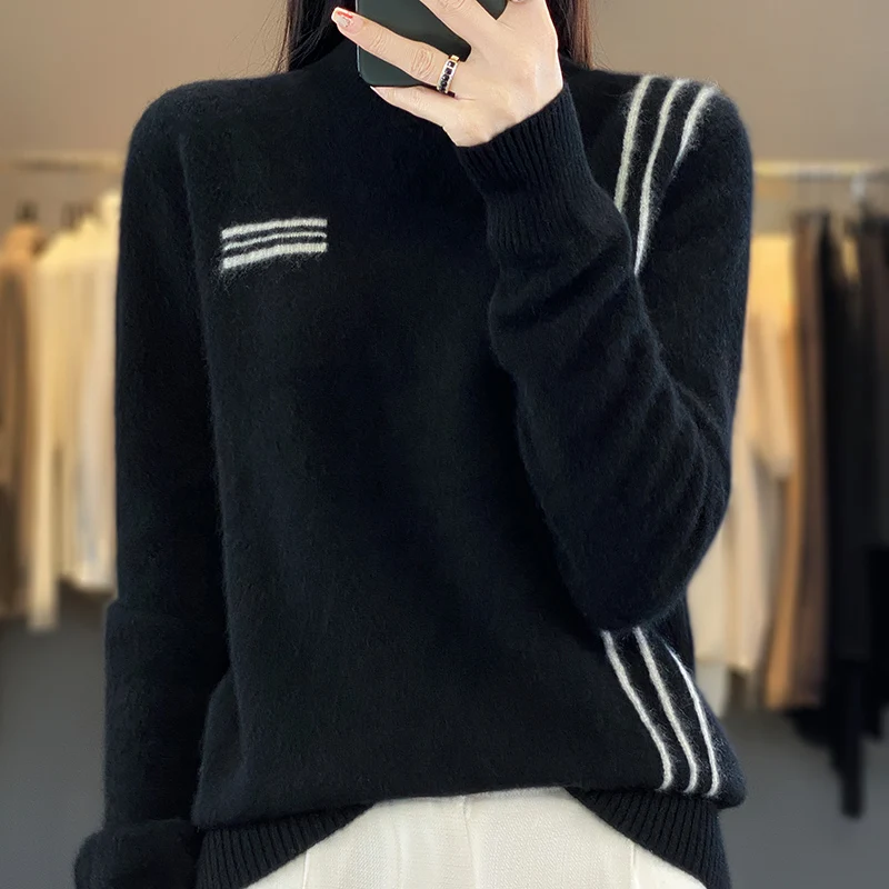 Новый осенне-зимний свитер из 100% мериноса и кашемира женский пуловер с