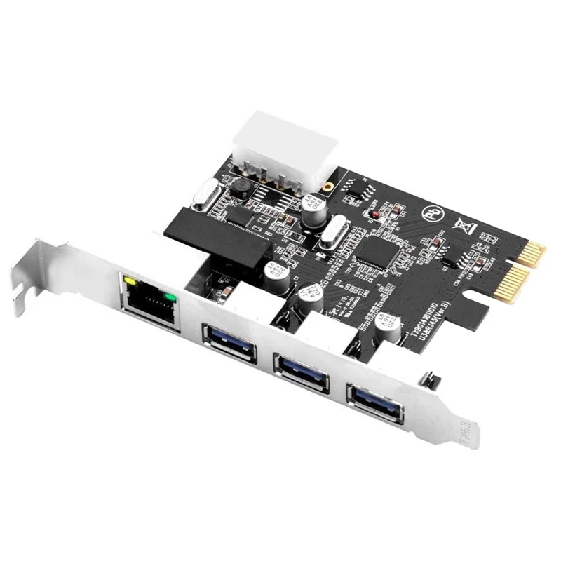 

3 Port PCI Express USB 3.0 Adapt Card + Gigabit Ethernet LAN - Standard & Low - Profile Windows Server,7,8,8.1,10 Pcspcs