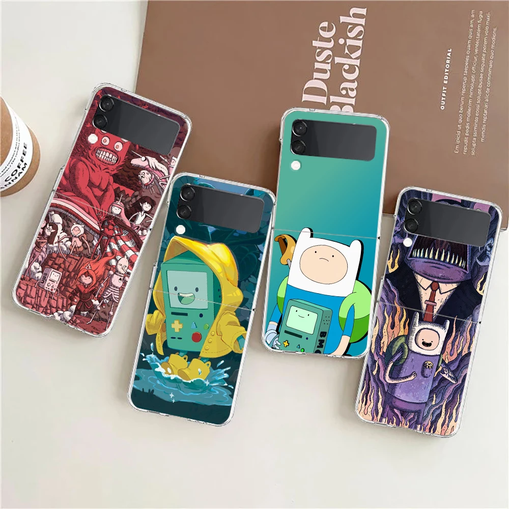 

Cartoon Adventure Time Cute ZFlip4 ZFlip3 Phone Case For Samsung Z Flip 3 Transparent Hard Shell Z Flip 4 Galaxy Cover Folding