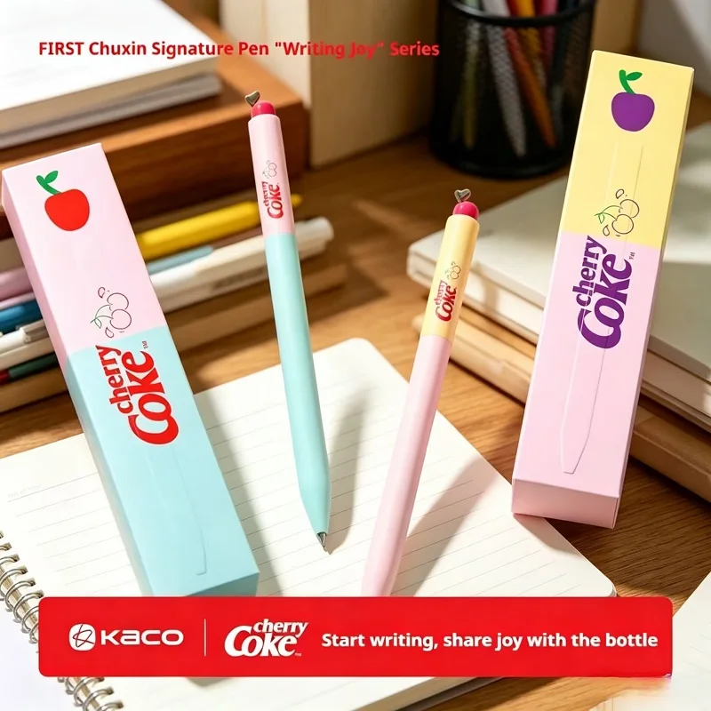 Фото Ручка-роллер KACO FIRST Cherry Coke (совместный выпуск), 0.5 мм, с черными чернилами, большой объем, для студентов, канцелярские товары для офиса №3