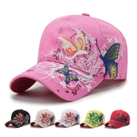 summer and autumn women butterfly flower embroidery hats girls sun hats casual back button dicer women baseball dicer