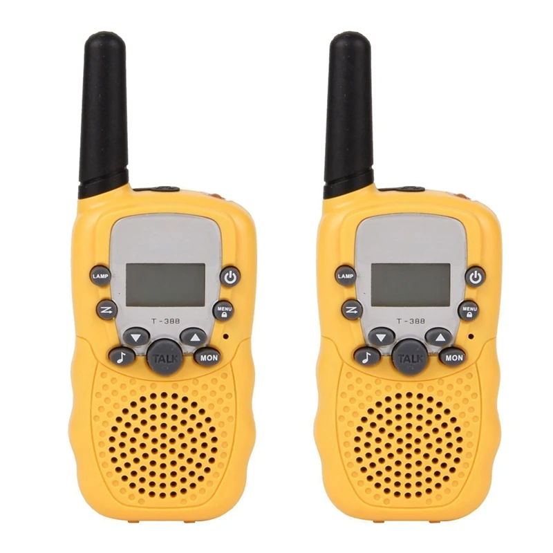 

2 Pcs T388 Kids Walkie Talkie 100-500M Communication Distance Backlight LCD Screen Mini 2Ch UHF Walkie Talkie