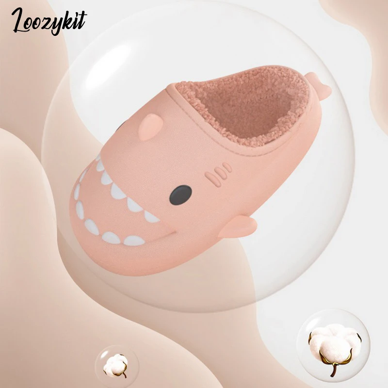 

Детские тапочки для родителей Акула водонепроницаемые плюшевые домашние тапочки мужские и женские зимние теплые домашние тапочки на толст...