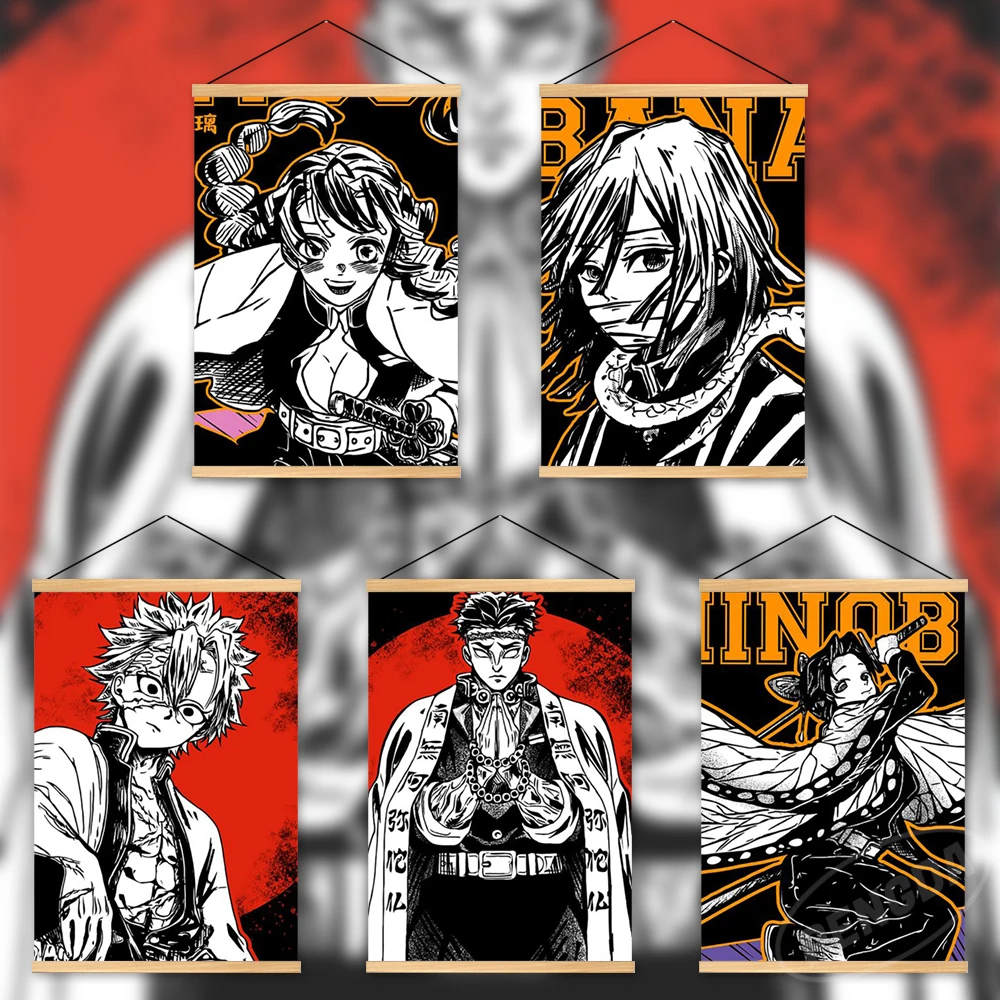 

Home Decor Mural Demon Slayer Canvas Wooden Hanging Anime Painting Iguro Obanai Wall Art Tomioka Giyuu Poster Modular Pictures